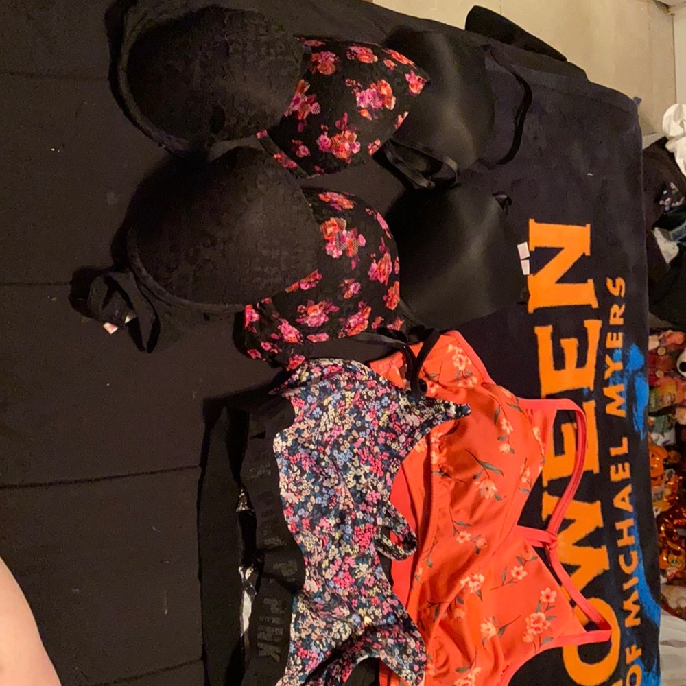 Pink Victoria’s Secret panties and bras sport bras